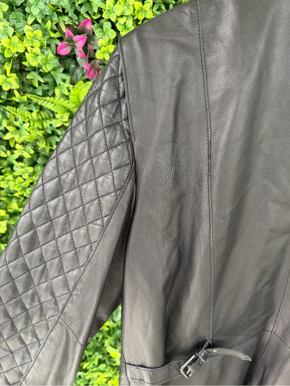WORTH New York 100% Genuine Leather Quilted Moto Jacket Black Size 16 - Picture 5 of 12